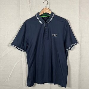 Hugo Boss Mens Moisture Manager Polo Shirt Navy Blue Tipped Trim XL